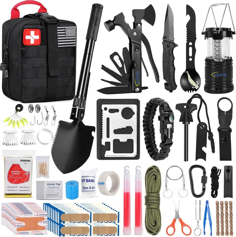 Abpir 170 PCS Survival Kits, Survival First Aid Kit with Essential Survival Gear Emergency Medical Supplies for Hiking Camping Backpacking Outdoor Adventure, Gifts for Him Dad Men Christmas - Image 1